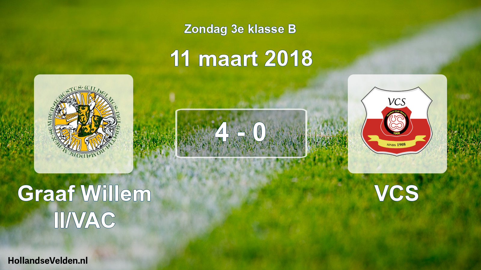 Total number of matches played: Graaf Willem II/VAC - VCS 4 - 0 (11 March 2018)