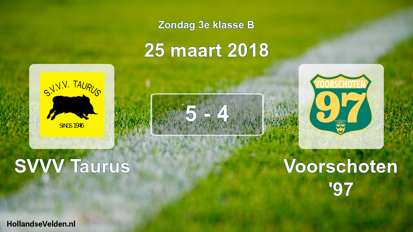 Total number of matches played: SVVV Taurus - Voorschoten '97 5 - 4 (25 March 2018)