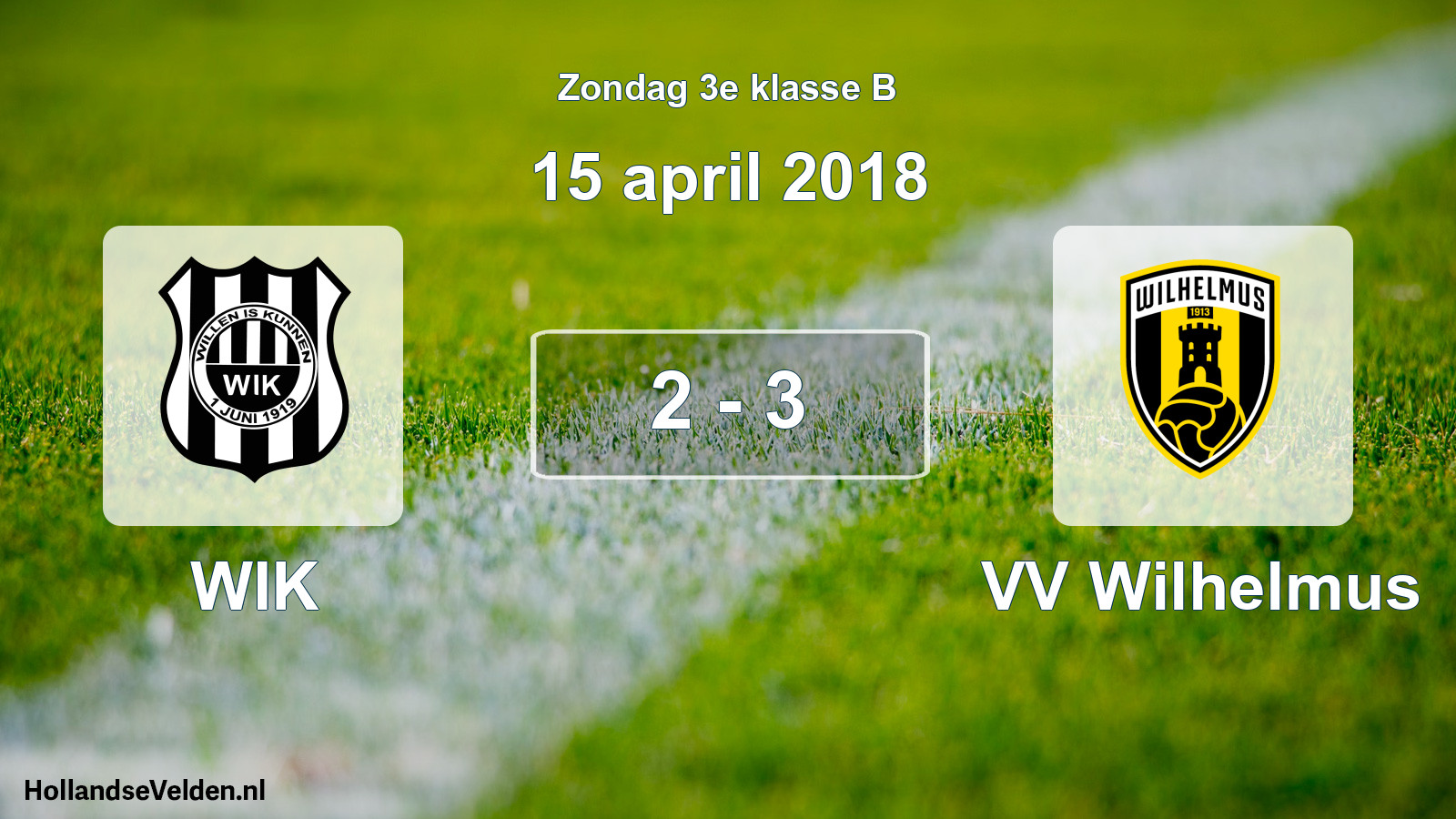 Total number of matches played: WIK - VV Wilhelmus 2 - 3 (15 April 2018)
