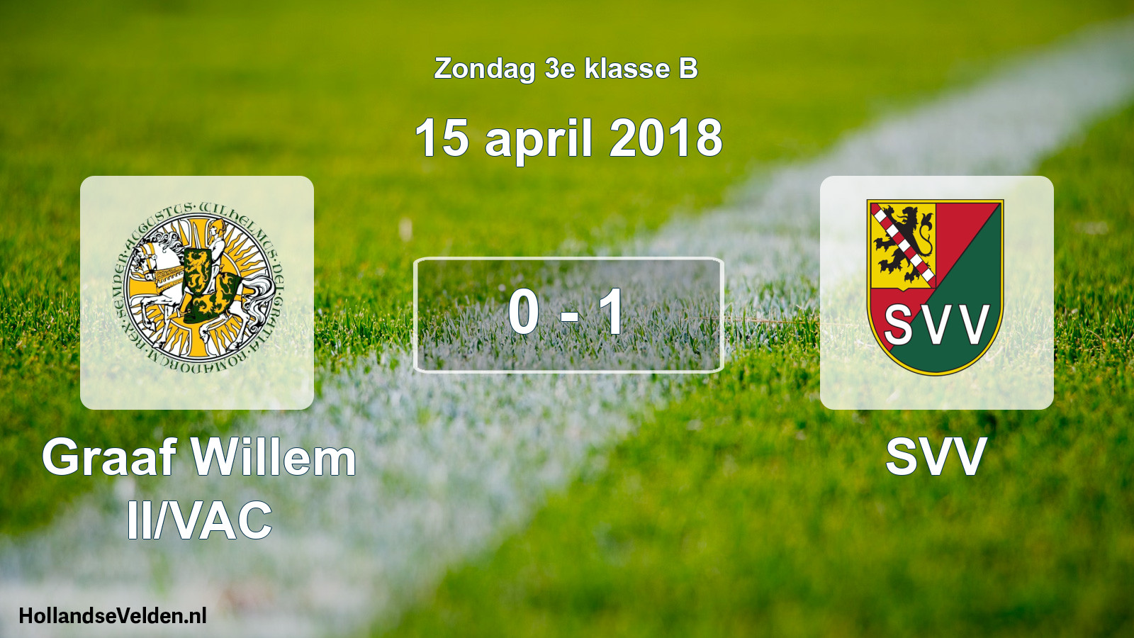 Total number of matches played: Graaf Willem II/VAC - SVV 0 - 1 (15 April 2018)