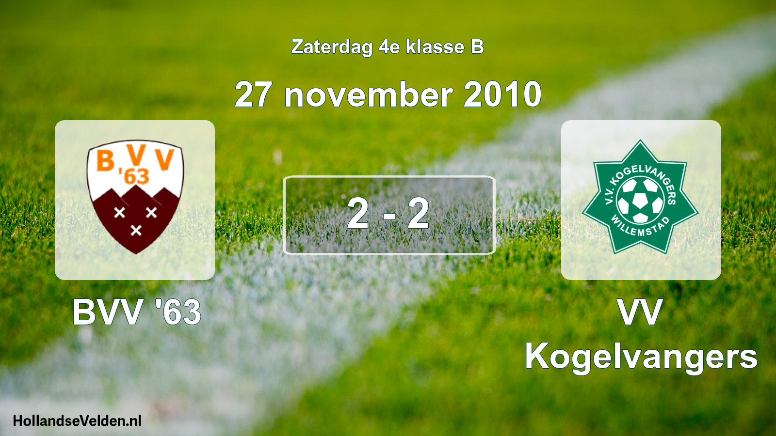 Gespeelde wedstrijd: BVV '63 - VV Kogelvangers 2 - 2 (27 november 2010)