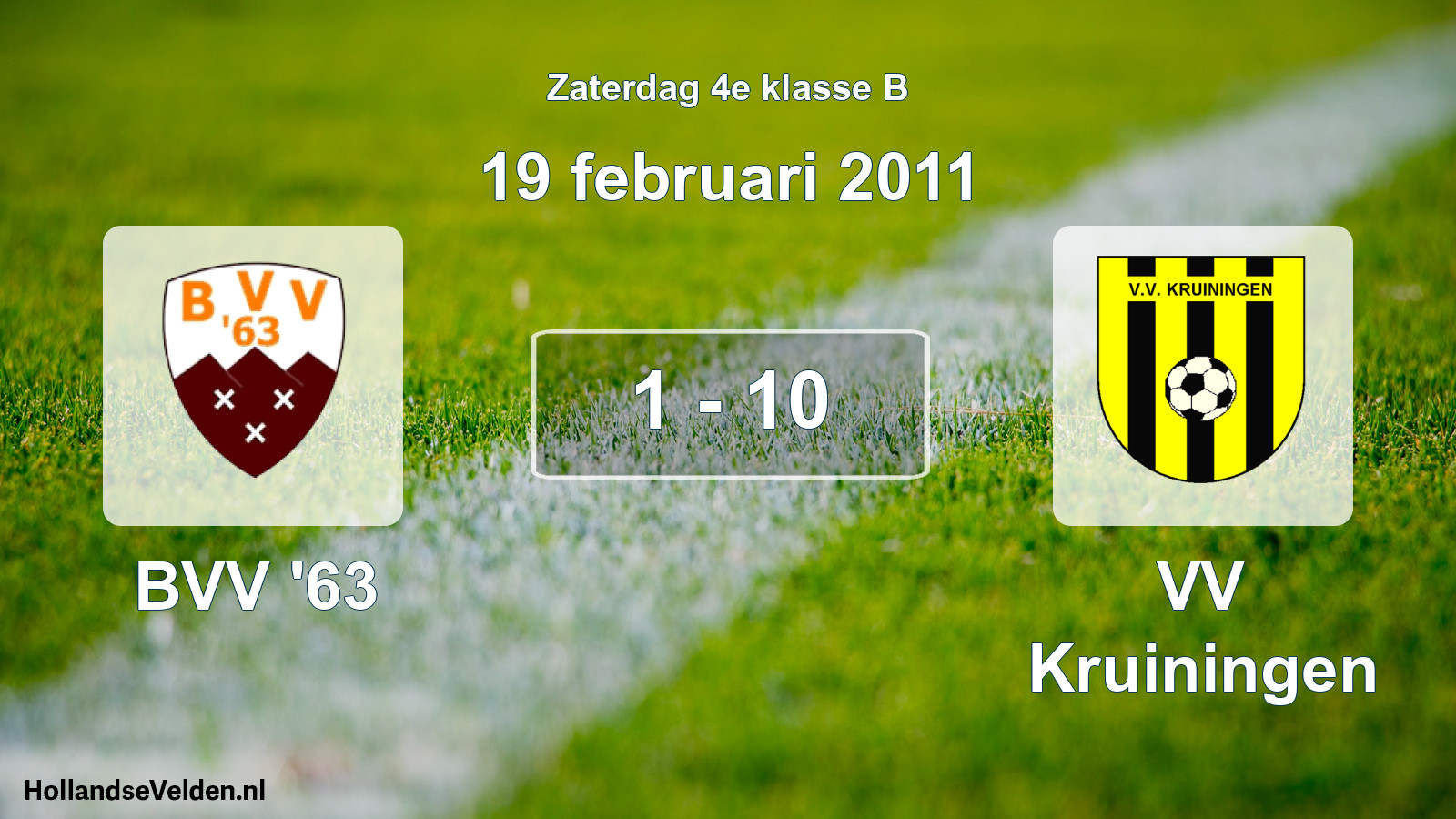 Gespeelde wedstrijd: BVV '63 - VV Kruiningen 1 - 10 (19 februari 2011)