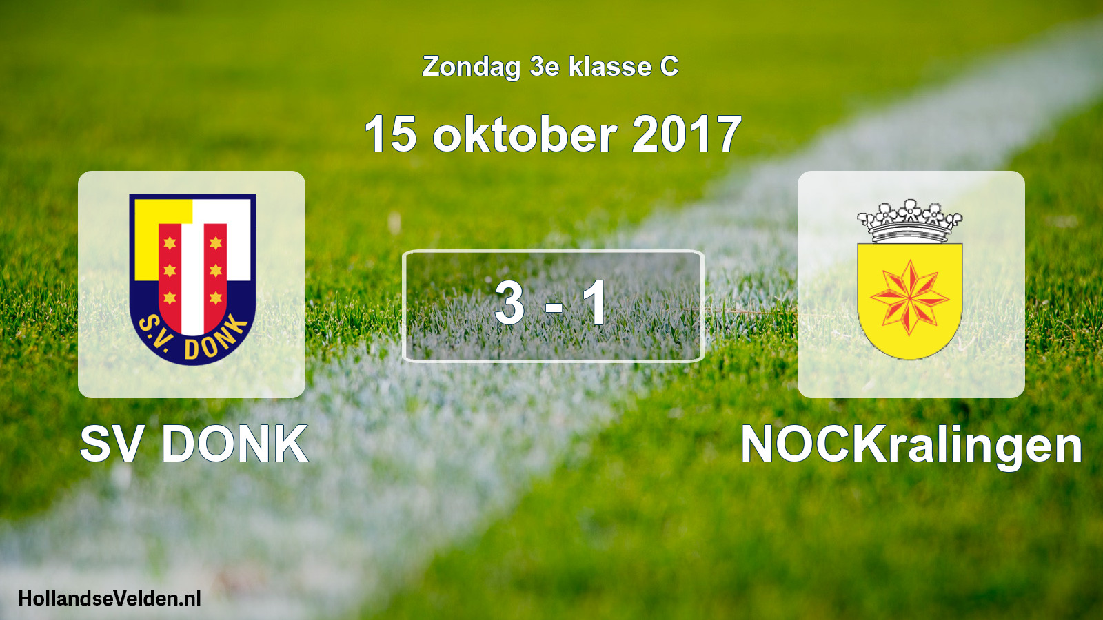 Total number of matches played: SV DONK - NOCKralingen 3 - 1 (15 October 2017)