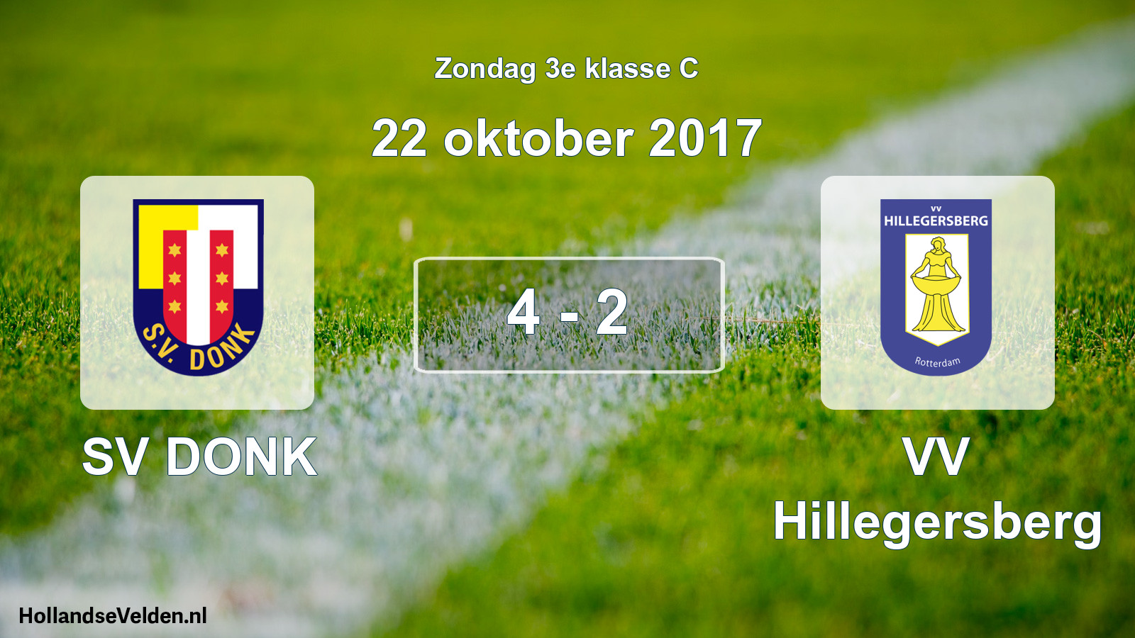 Total number of matches played: SV DONK - VV Hillegersberg 4 - 2 (22 October 2017)