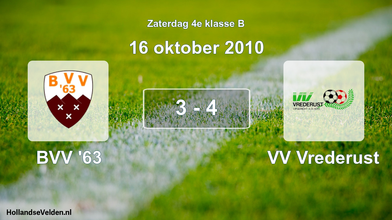 Gespeelde wedstrijd: BVV '63 - VV Vrederust 3 - 4 (16 oktober 2010)