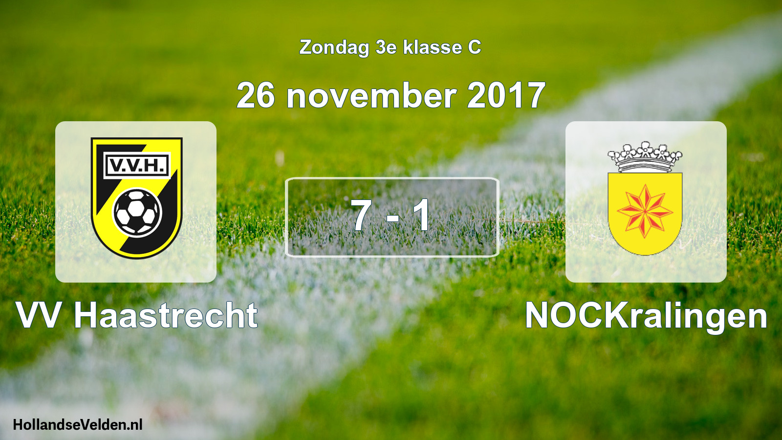 Total number of matches played: VV Haastrecht - NOCKralingen 7 - 1 (26 November 2017)