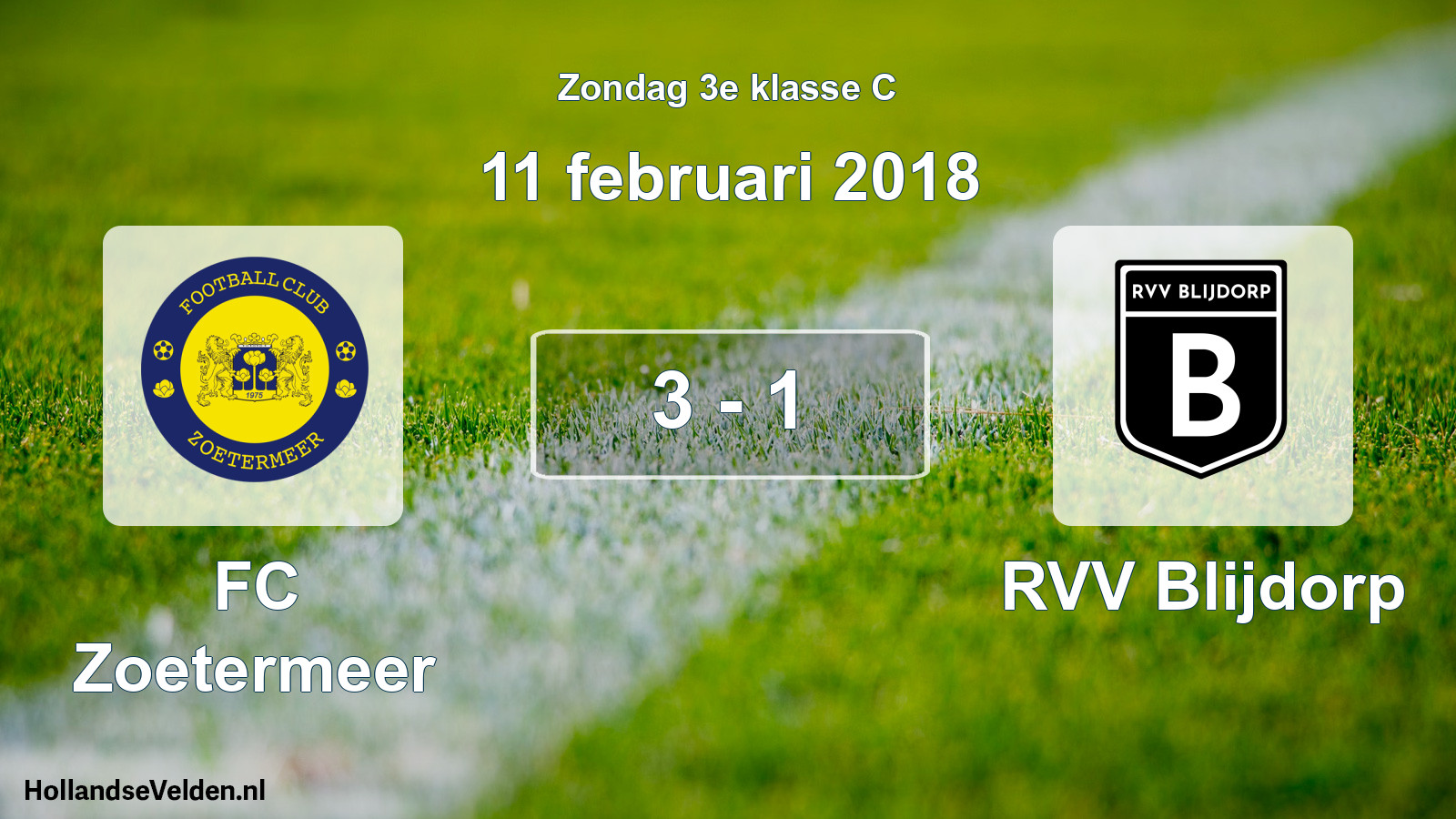 Total number of matches played: FC Zoetermeer - RVV Blijdorp 3 - 1 (11 February 2018)