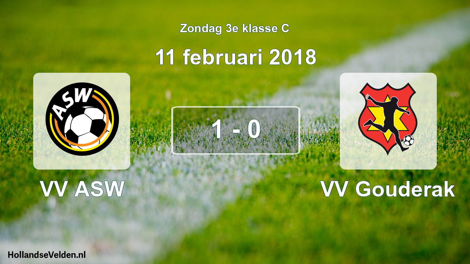 Total number of matches played: VV ASW - VV Gouderak 1 - 0 (11 February 2018)