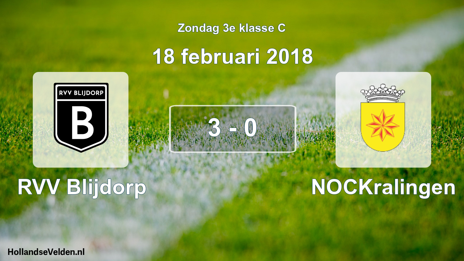 Total number of matches played: RVV Blijdorp - NOCKralingen 3 - 0 (18 February 2018)
