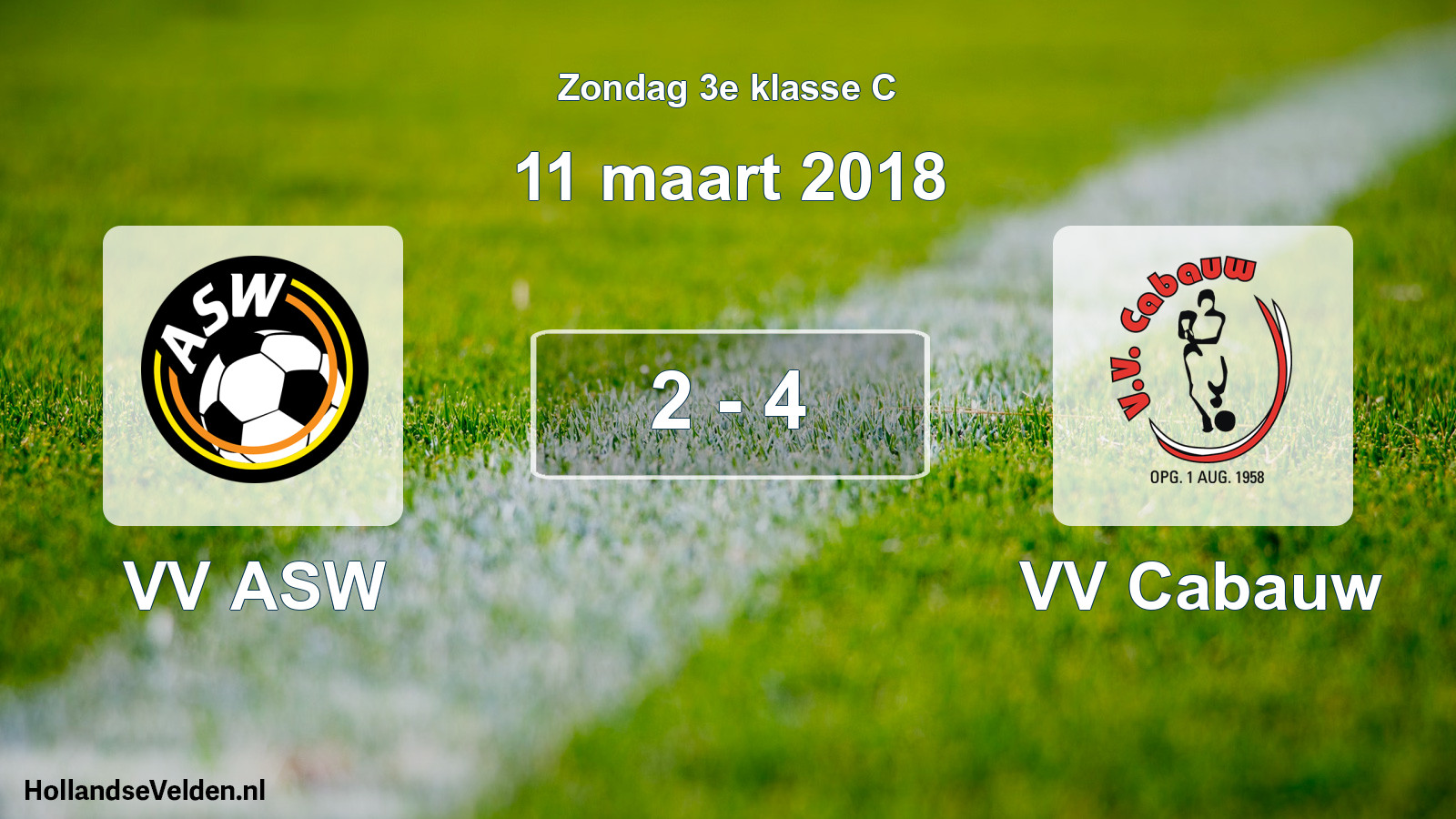 Total number of matches played: VV ASW - VV Cabauw 2 - 4 (11 March 2018)