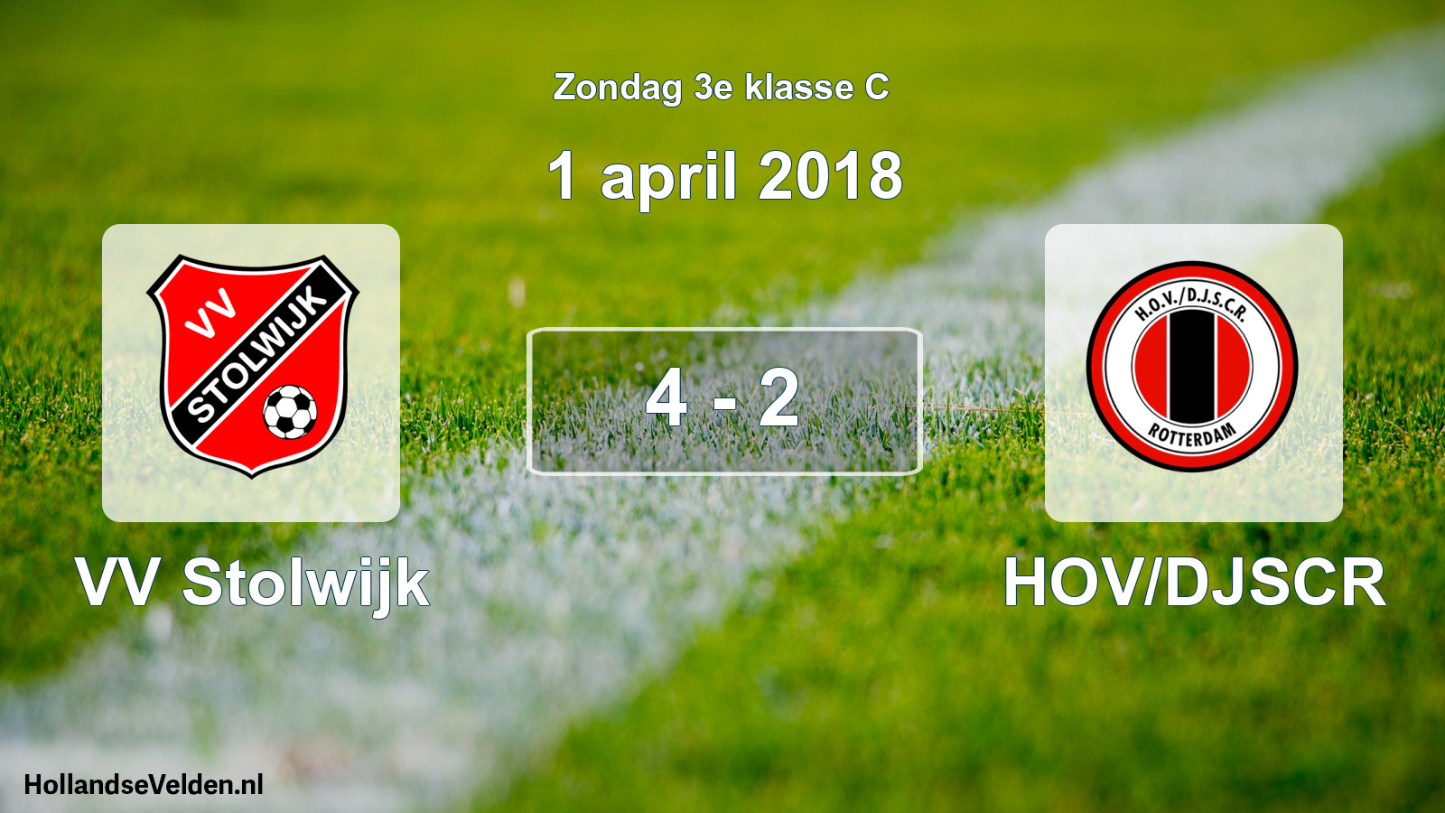 Total number of matches played: VV Stolwijk - HOV/DJSCR 4 - 2 (1 April 2018)