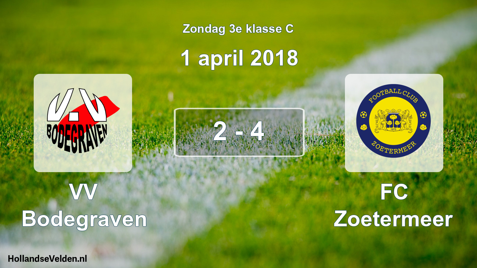 Total number of matches played: VV Bodegraven - FC Zoetermeer 2 - 4 (1 April 2018)