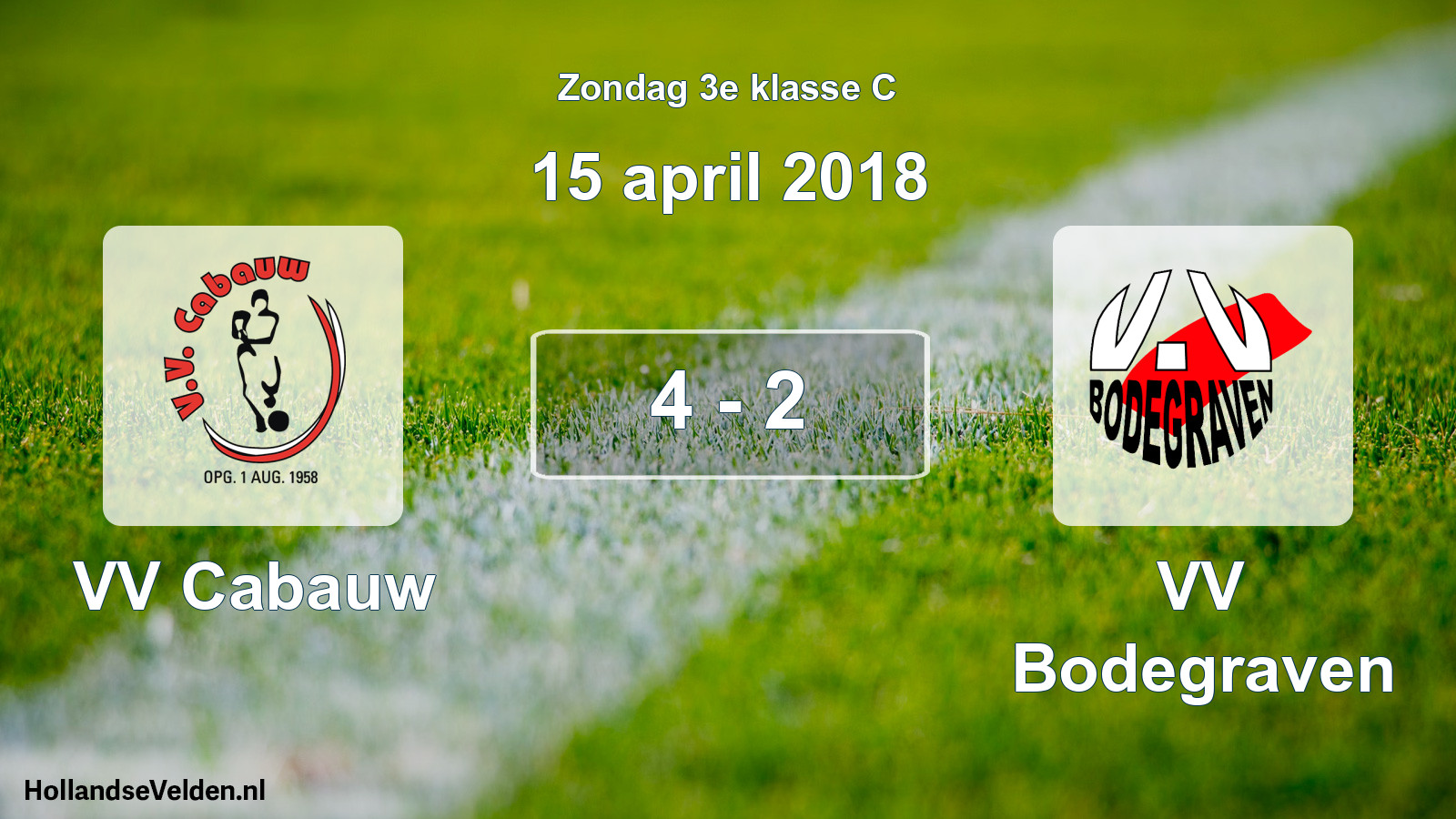 Total number of matches played: VV Cabauw - VV Bodegraven 4 - 2 (15 April 2018)