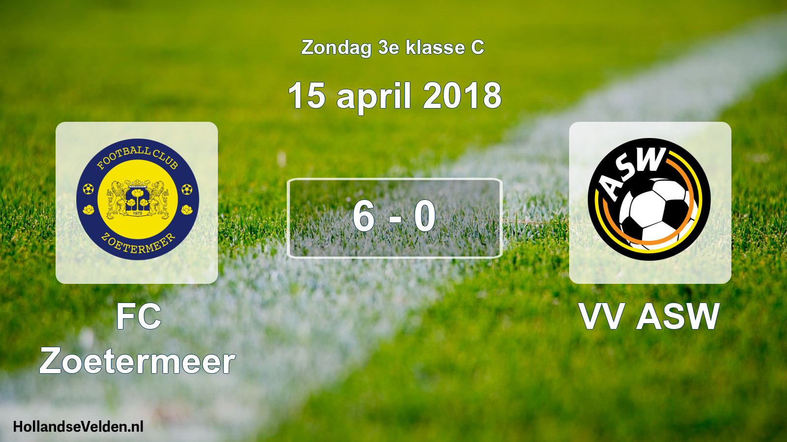Total number of matches played: FC Zoetermeer - VV ASW 6 - 0 (15 April 2018)