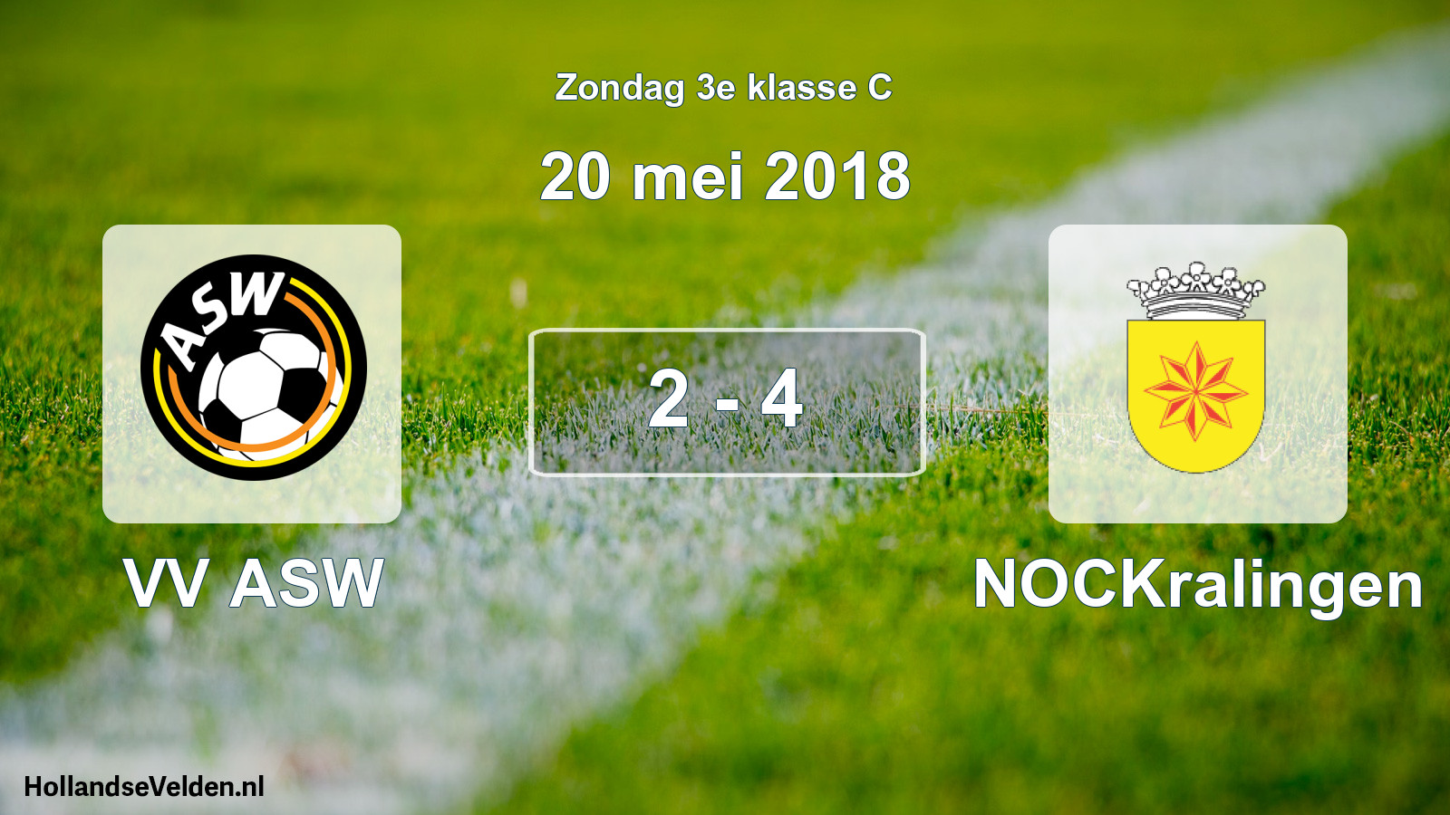 Total number of matches played: VV ASW - NOCKralingen 2 - 4 (20 May 2018)