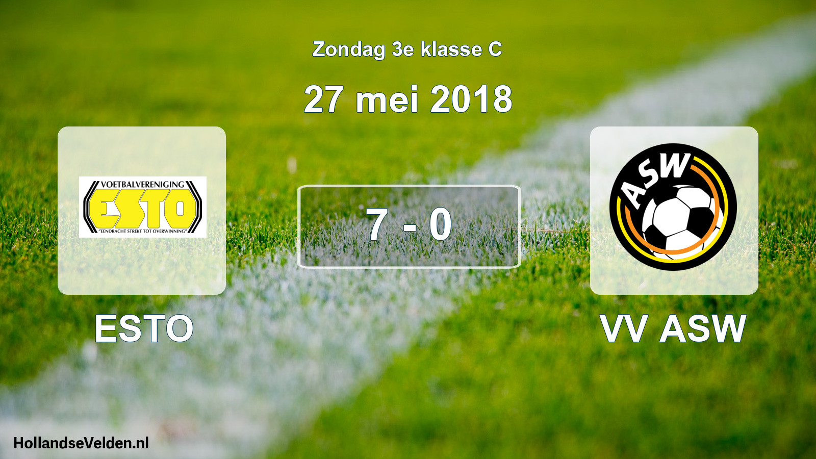 Total number of matches played: ESTO - VV ASW 7 - 0 (27 May 2018)