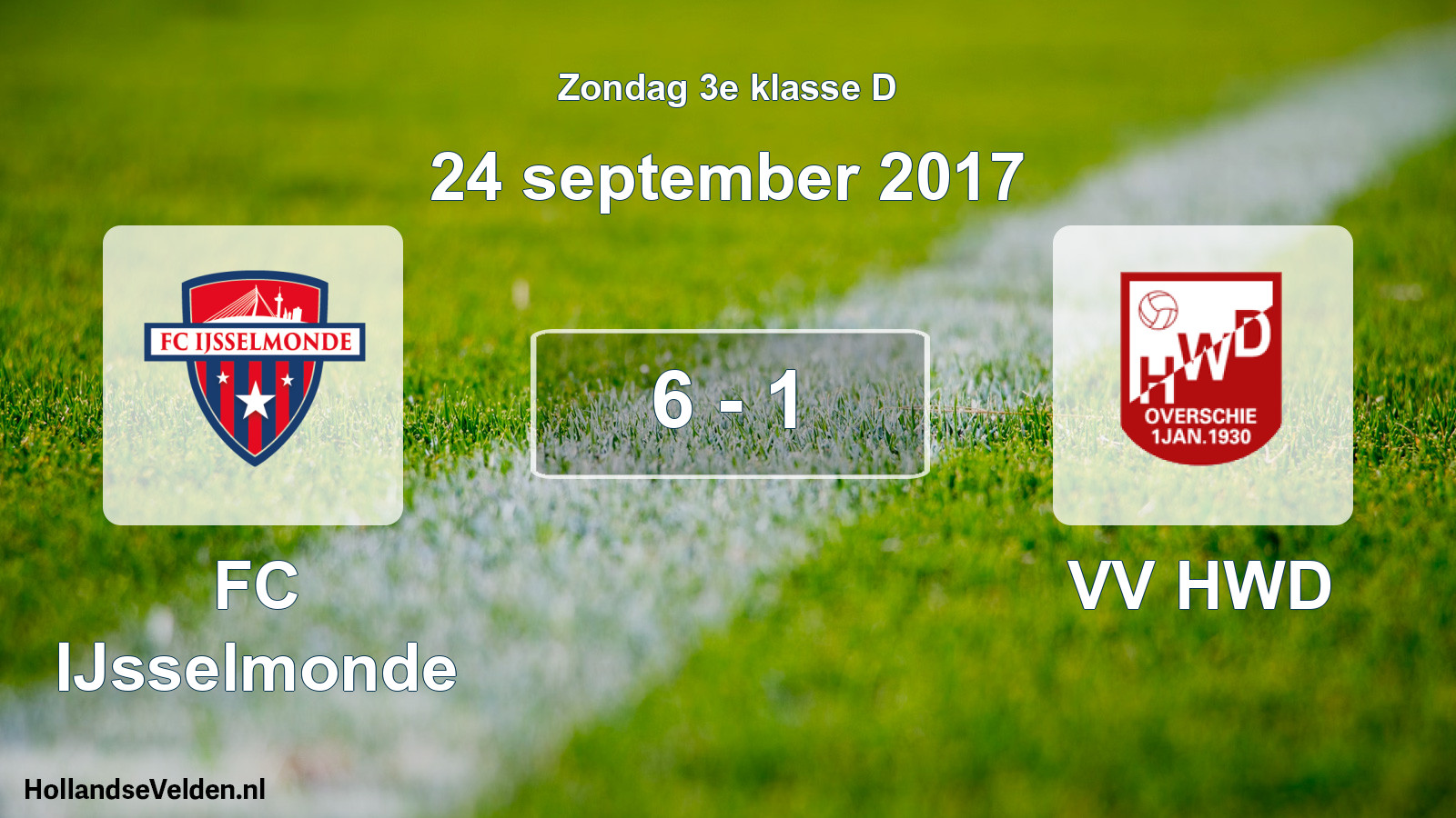 Total number of matches played: FC IJsselmonde - VV HWD 6 - 1 (24 September 2017)