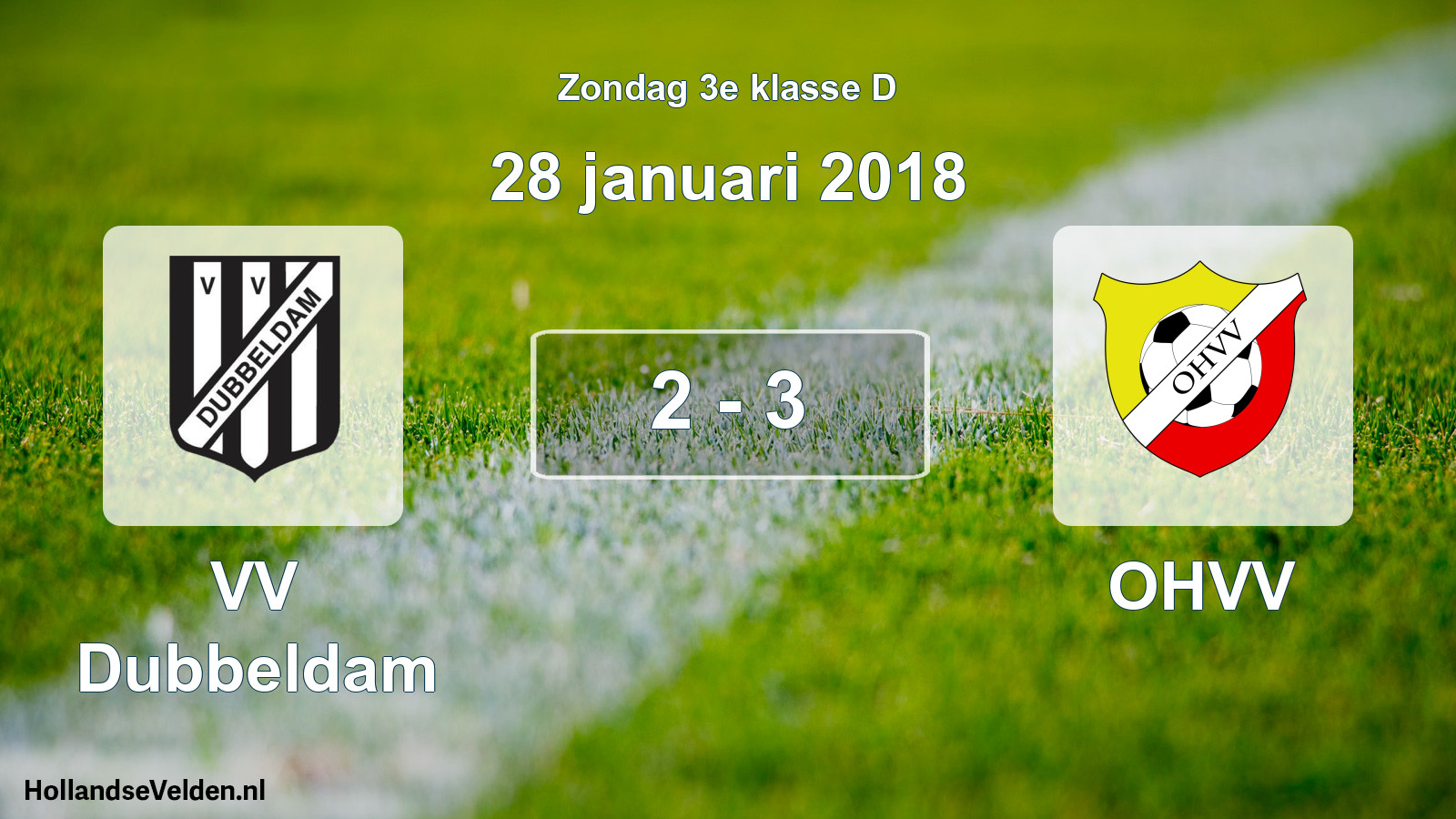 Total number of matches played: VV Dubbeldam - OHVV 2 - 3 (28 January 2018)