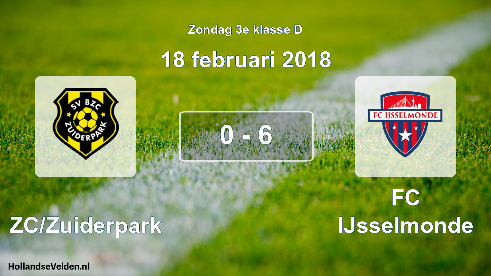 Total number of matches played: BZC/Zuiderpark - FC IJsselmonde 0 - 6 (18 February 2018)