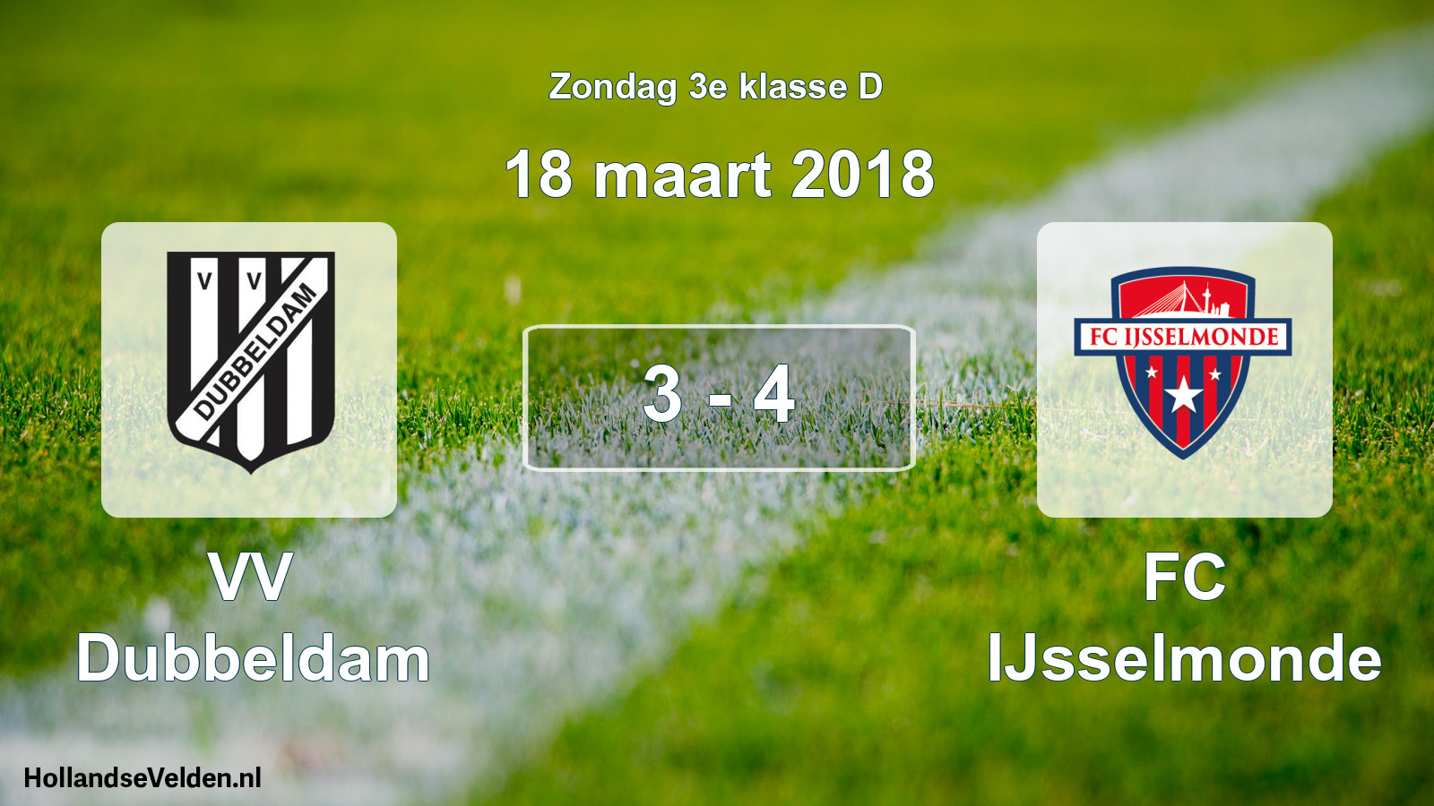 Total number of matches played: VV Dubbeldam - FC IJsselmonde 3 - 4 (18 March 2018)