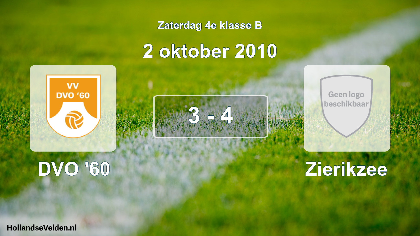 Total number of matches played: DVO '60 - Zierikzee 3 - 4 (2 October 2010)