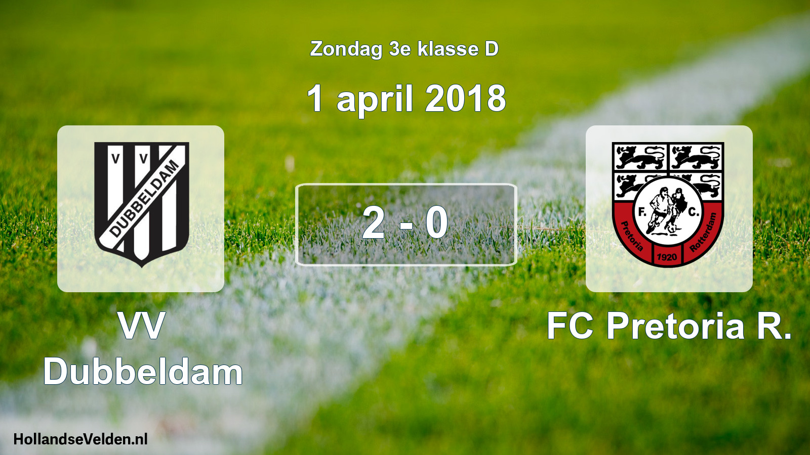 Total number of matches played: VV Dubbeldam - FC Pretoria R. 2 - 0 (1 April 2018)