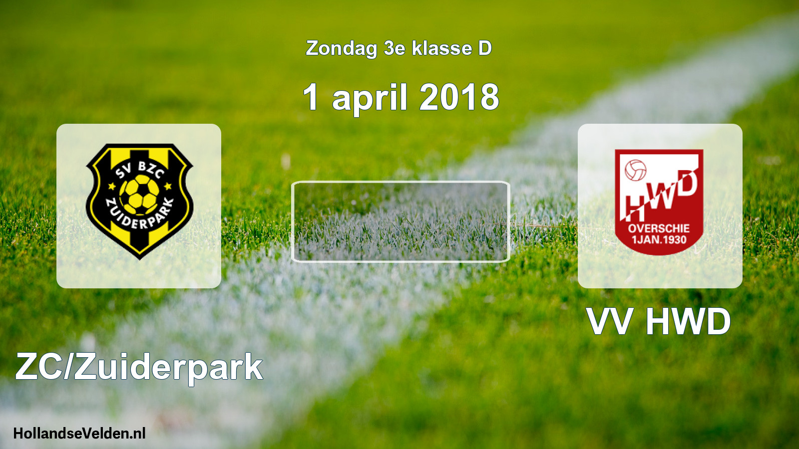 Scheduled Match: BZC/Zuiderpark - VV HWD (1 April 2018)