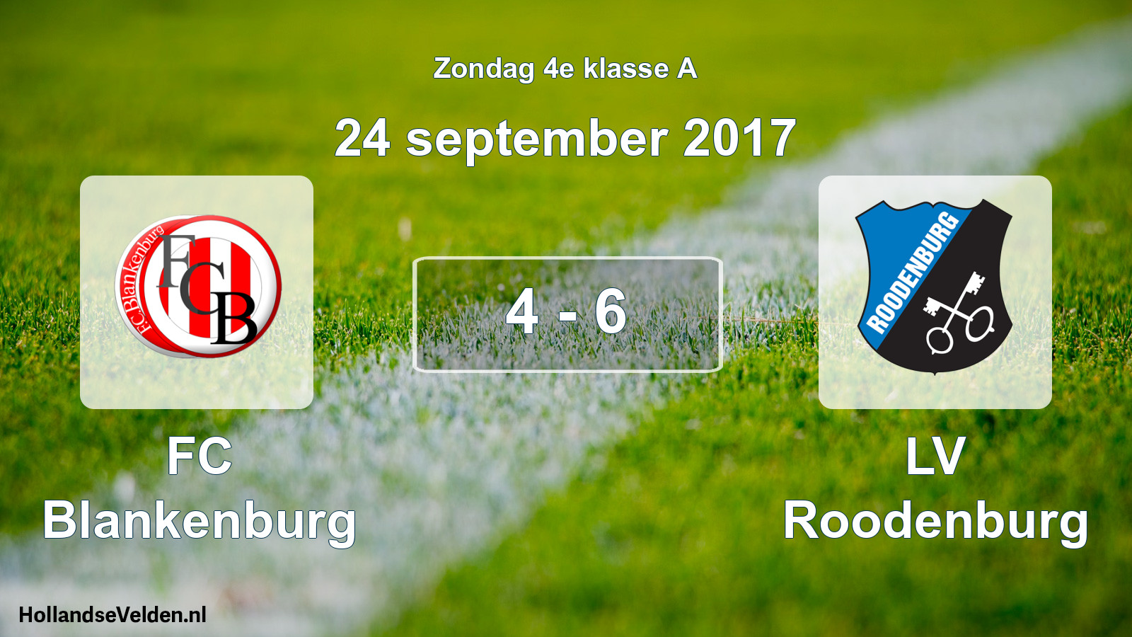 Total number of matches played: FC Blankenburg - LV Roodenburg 4 - 6 (24 September 2017)