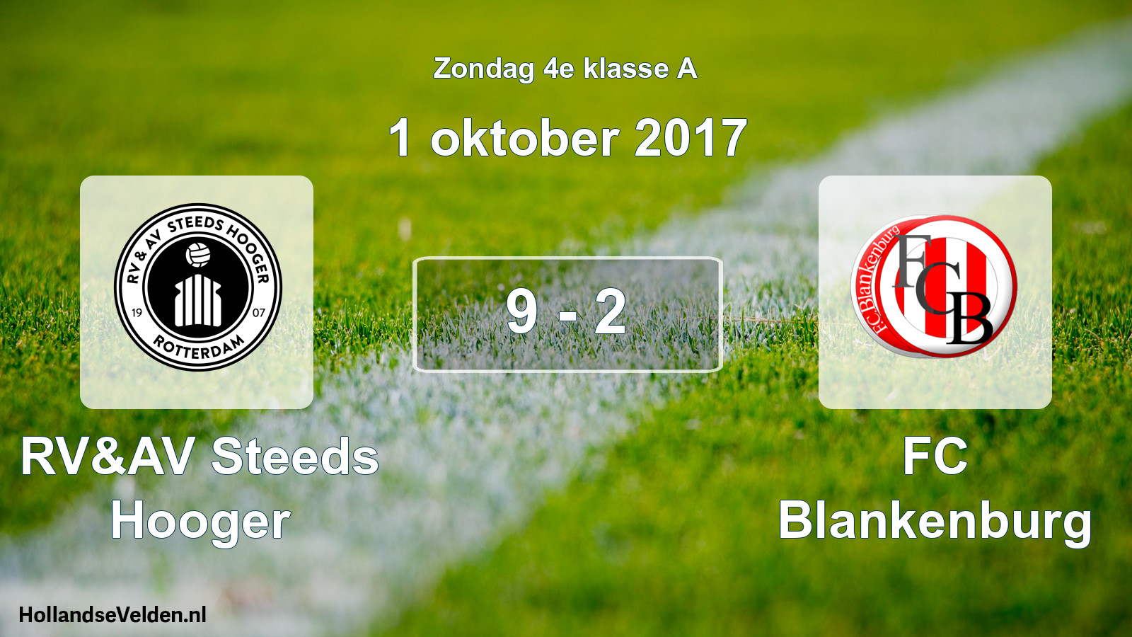 Total number of matches played: RV&AV Steeds Hooger - FC Blankenburg 9 - 2 (1 October 2017)