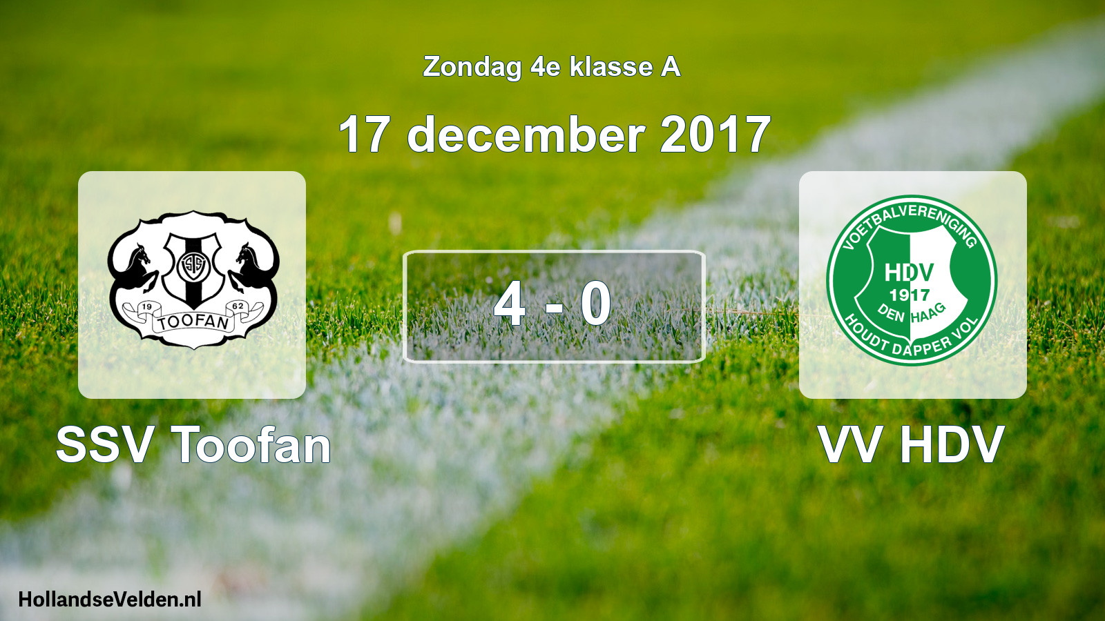 Total number of matches played: SSV Toofan - VV HDV 4 - 0 (17 December 2017)