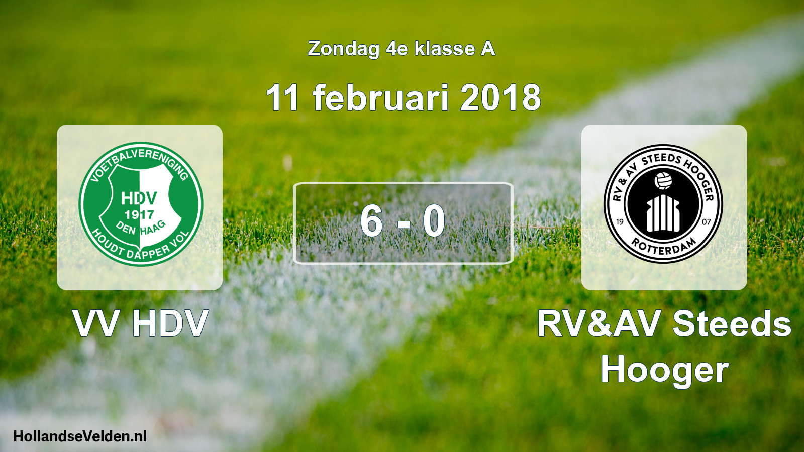 Total number of matches played: VV HDV - RV&AV Steeds Hooger 6 - 0 (11 February 2018)