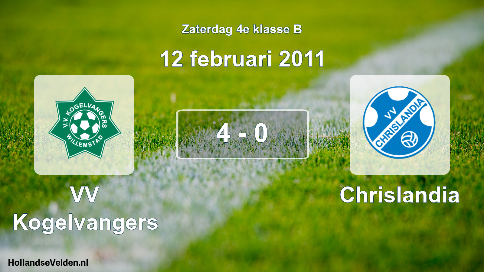 Total number of matches played: VV Kogelvangers - Chrislandia 4 - 0 (12 February 2011)