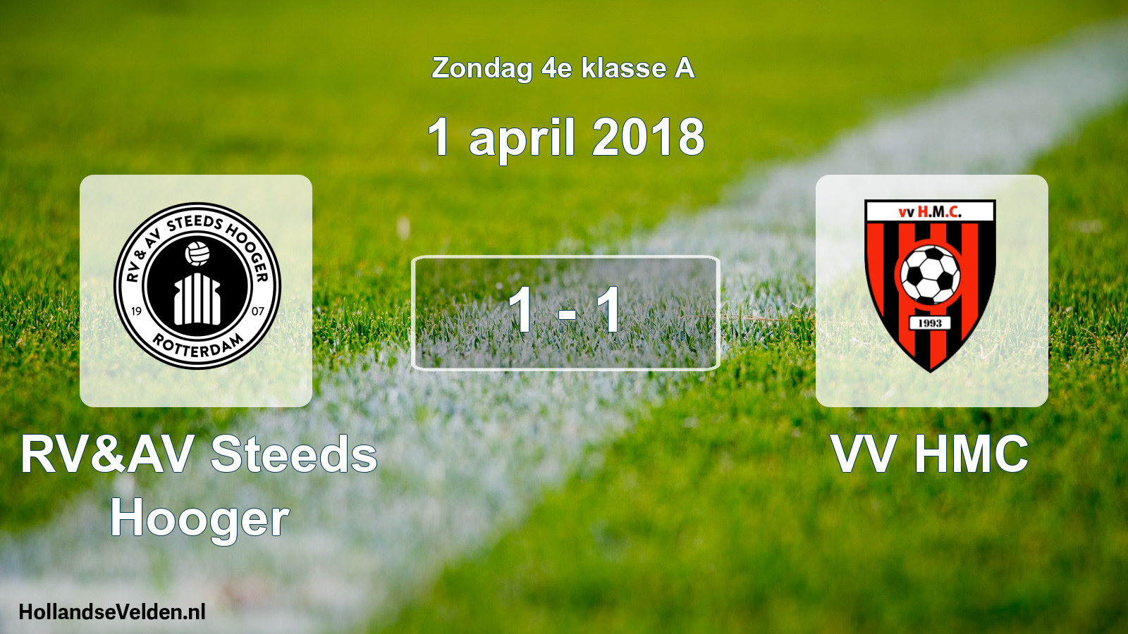 Total number of matches played: RV&AV Steeds Hooger - VV HMC 1 - 1 (1 April 2018)