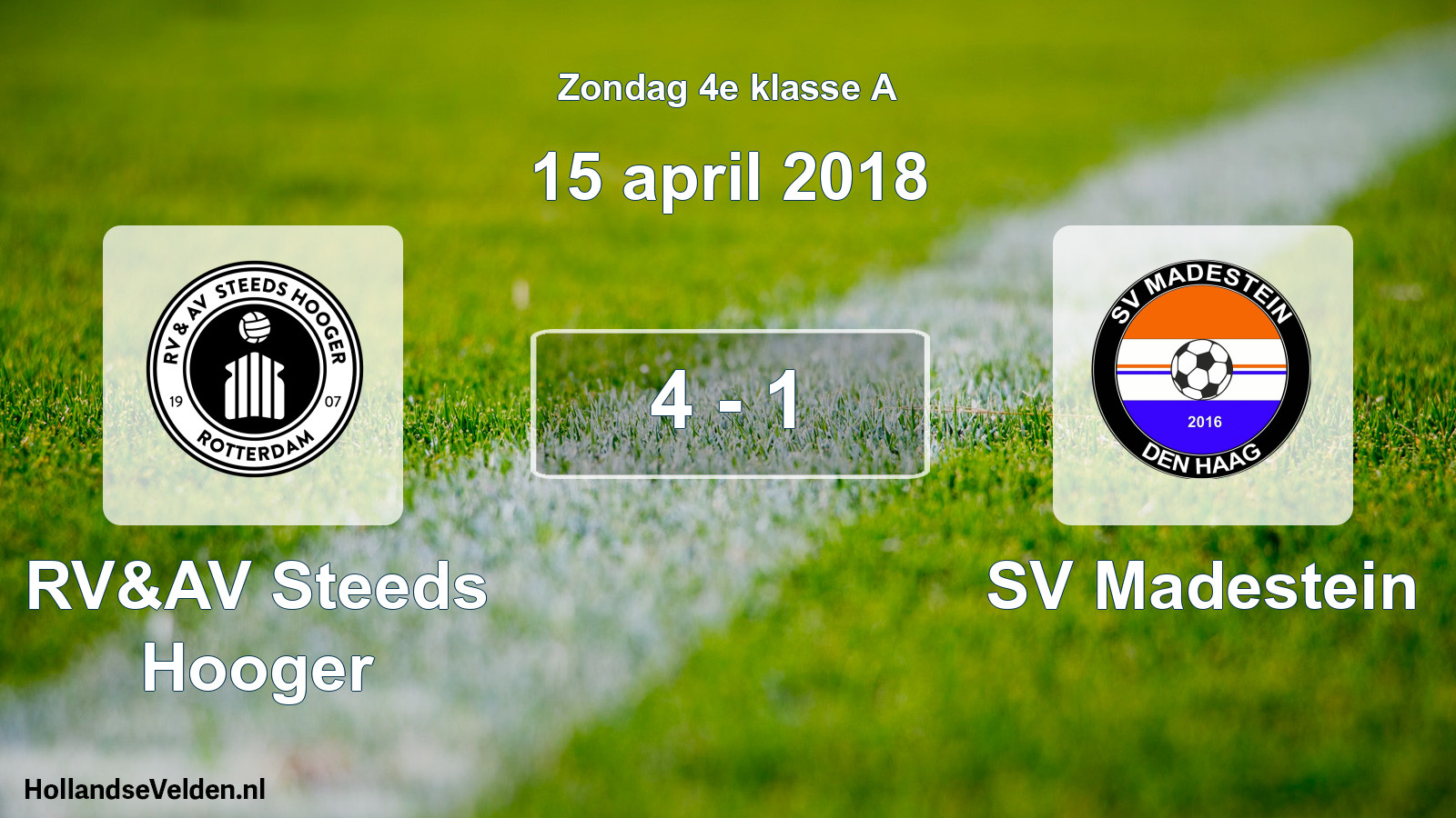 Total number of matches played: RV&AV Steeds Hooger - SV Madestein 4 - 1 (15 April 2018)