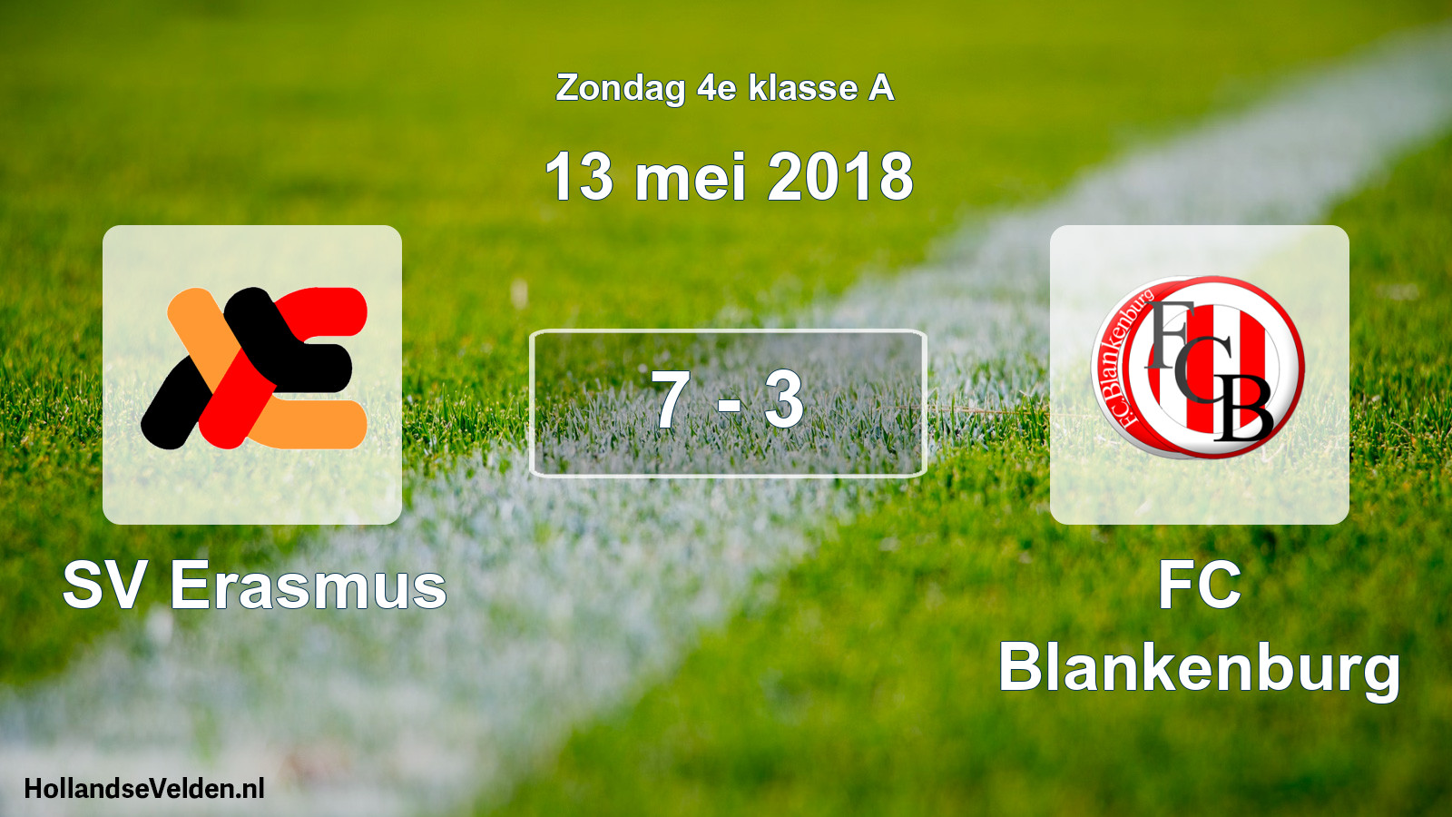 Total number of matches played: SV Erasmus - FC Blankenburg 7 - 3 (13 May 2018)