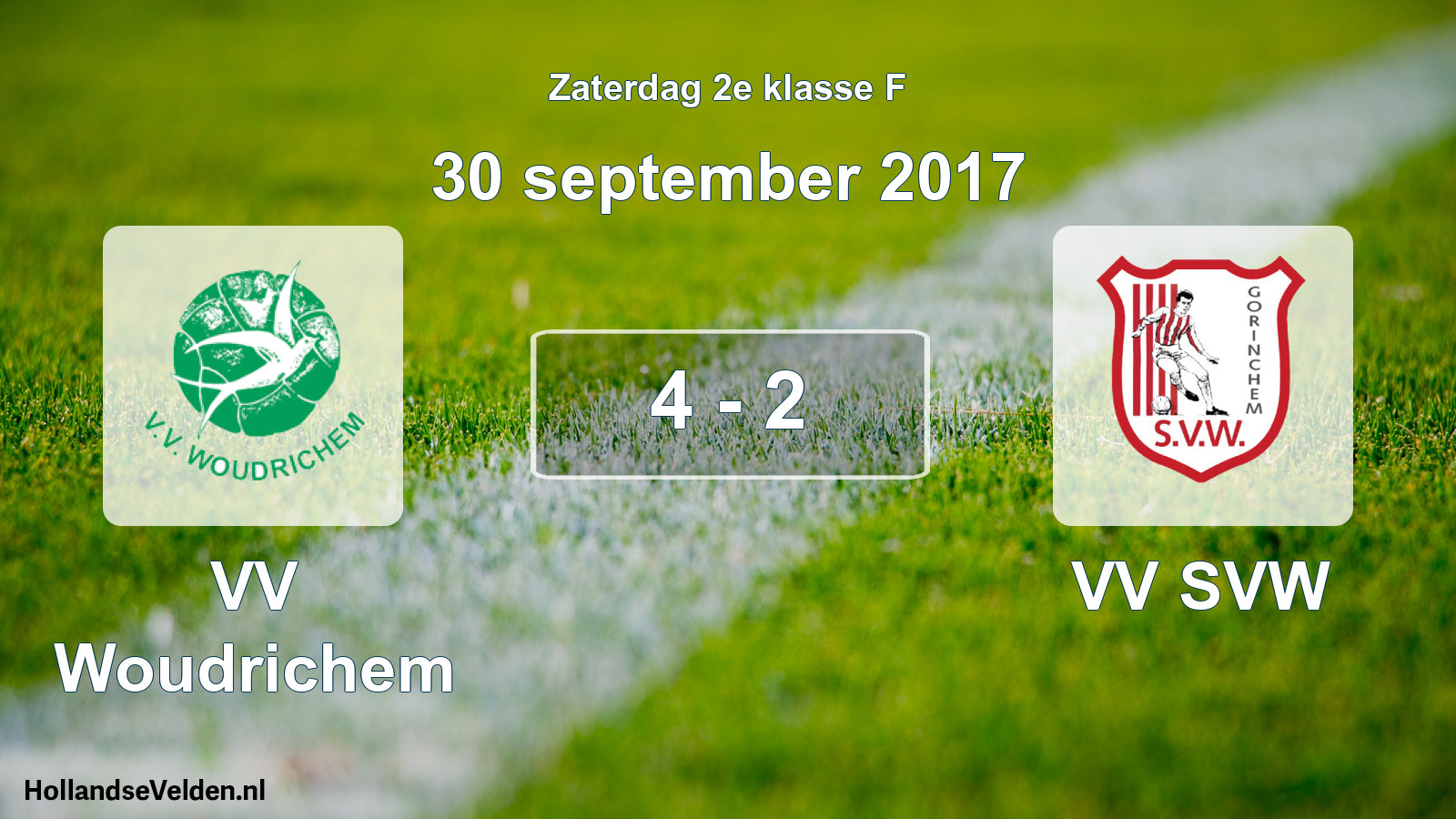 Total number of matches played: VV Woudrichem - VV SVW 4 - 2 (30 September 2017)