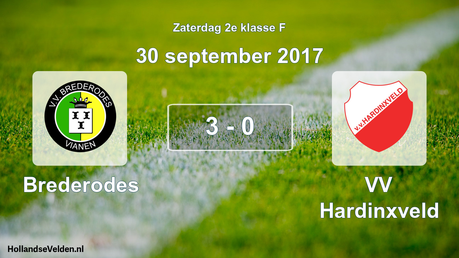 Total number of matches played: Brederodes - VV Hardinxveld 3 - 0 (30 September 2017)