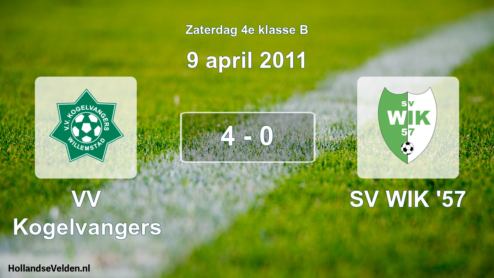 Total number of matches played: VV Kogelvangers - SV WIK '57 4 - 0 (9 April 2011)