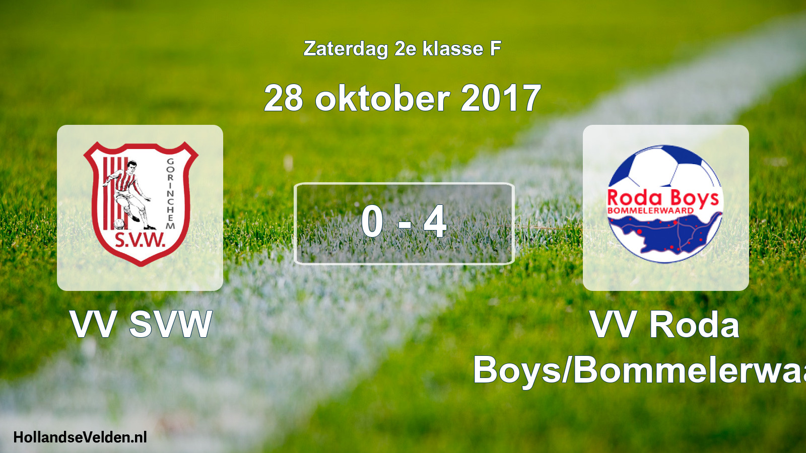 Total number of matches played: VV SVW - VV Roda Boys/Bommelerwaard 0 - 4 (28 October 2017)