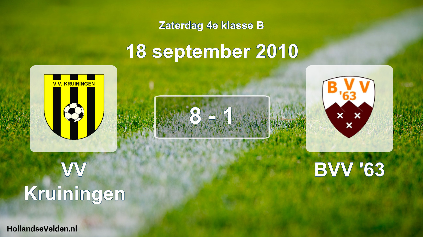 Gespeelde wedstrijd: VV Kruiningen - BVV '63 8 - 1 (18 september 2010)