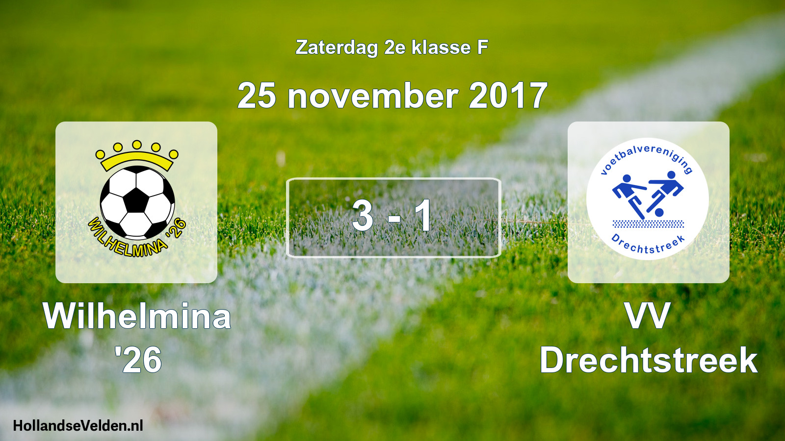Total number of matches played: Wilhelmina '26 - VV Drechtstreek 3 - 1 (25 November 2017)