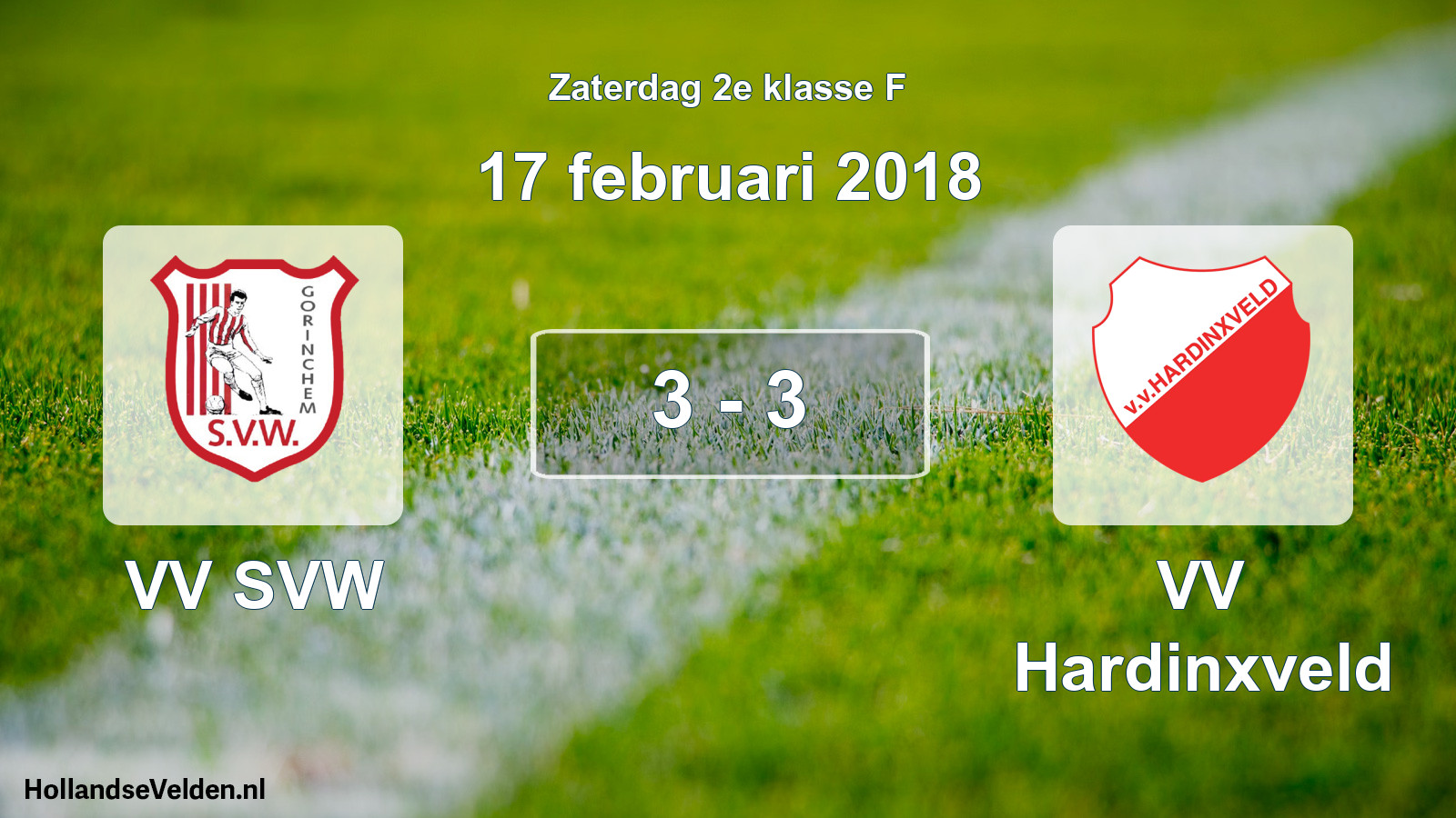 Total number of matches played: VV SVW - VV Hardinxveld 3 - 3 (17 February 2018)