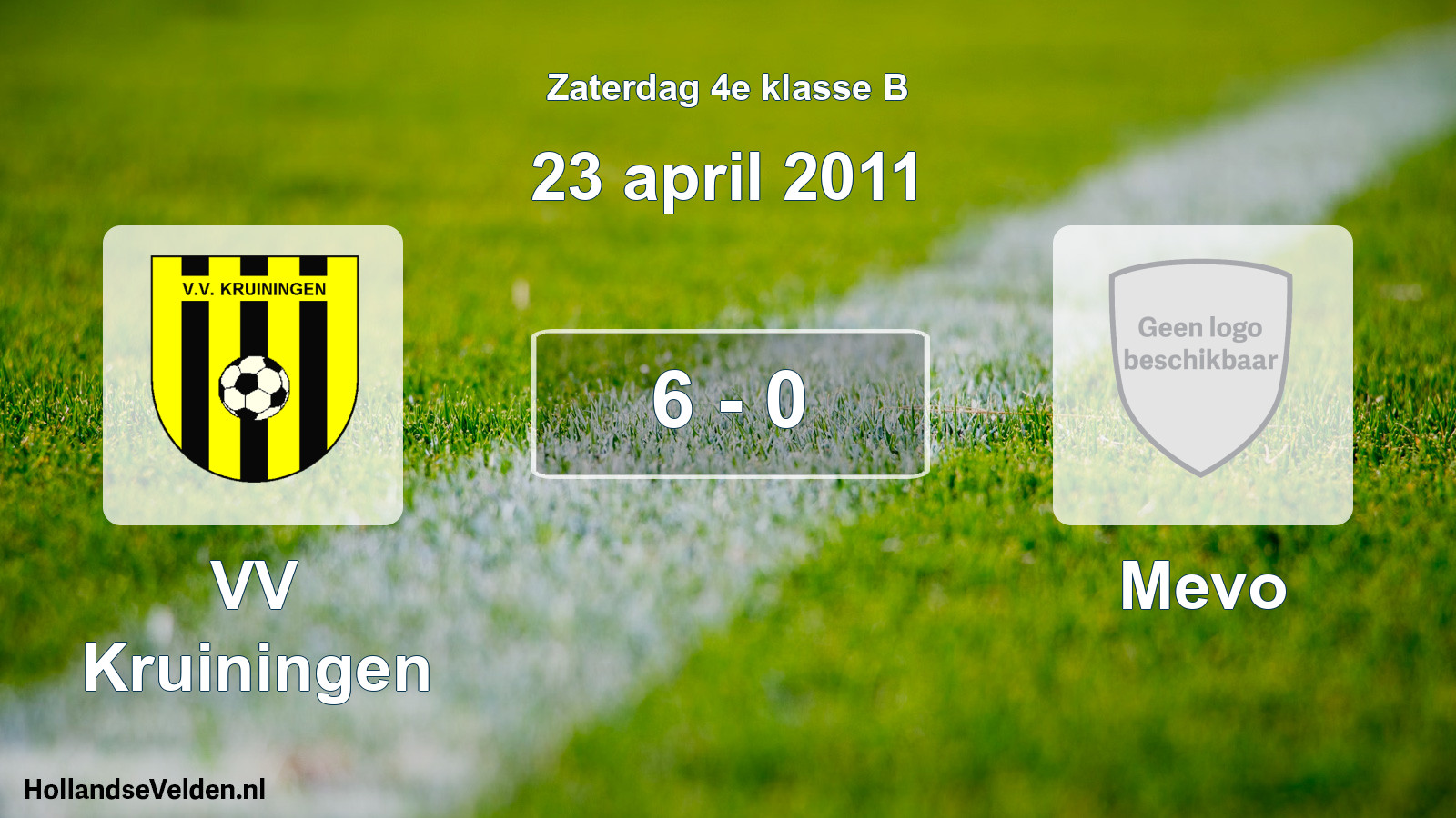 Total number of matches played: VV Kruiningen - Mevo 6 - 0 (23 April 2011)