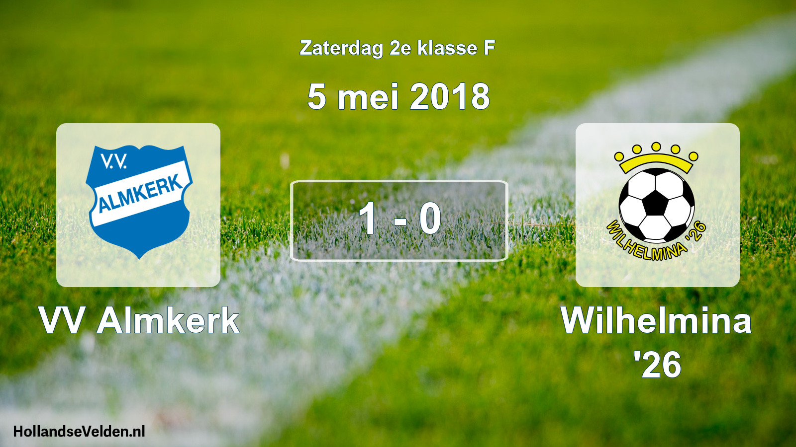 Total number of matches played: VV Almkerk - Wilhelmina '26 1 - 0 (5 May 2018)