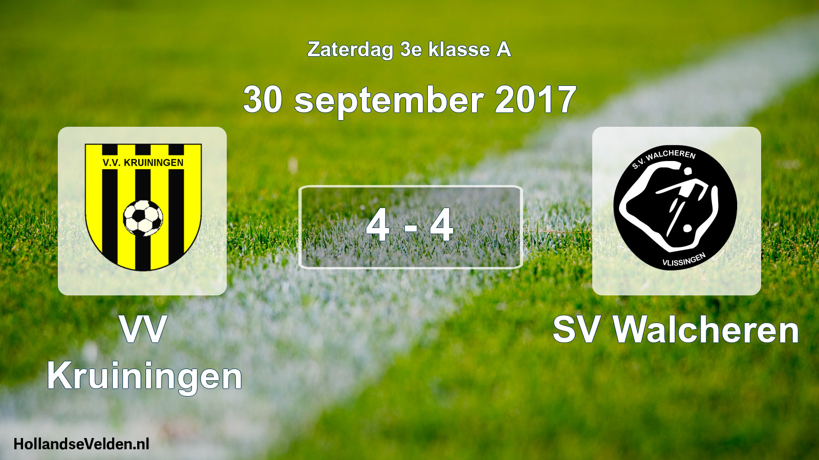 Total number of matches played: VV Kruiningen - SV Walcheren 4 - 4 (30 September 2017)