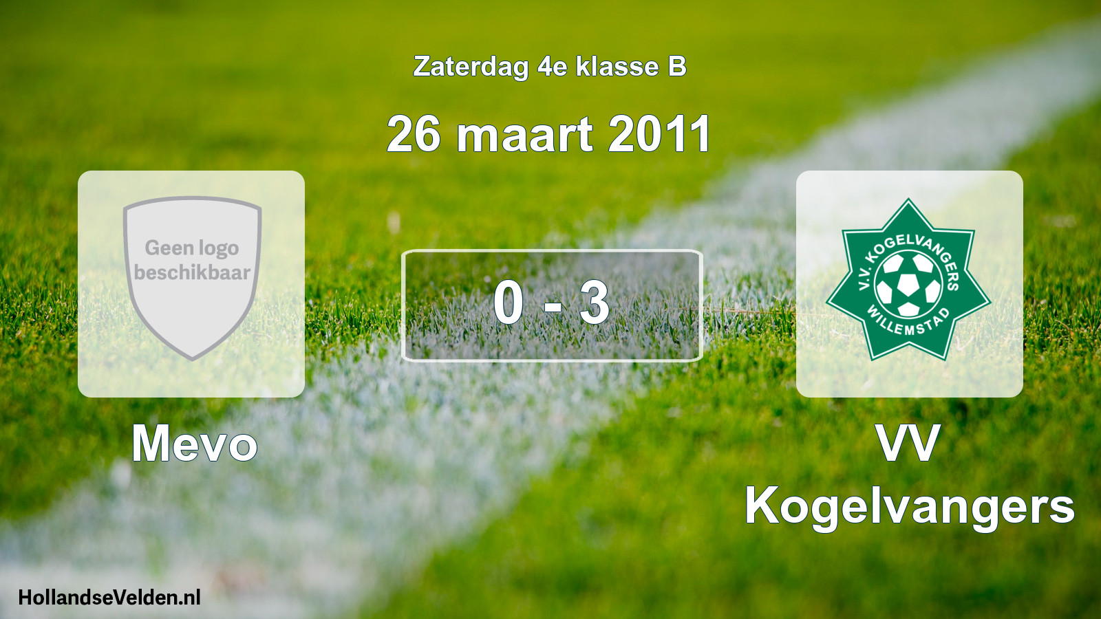Total number of matches played: Mevo - VV Kogelvangers 0 - 3 (26 March 2011)