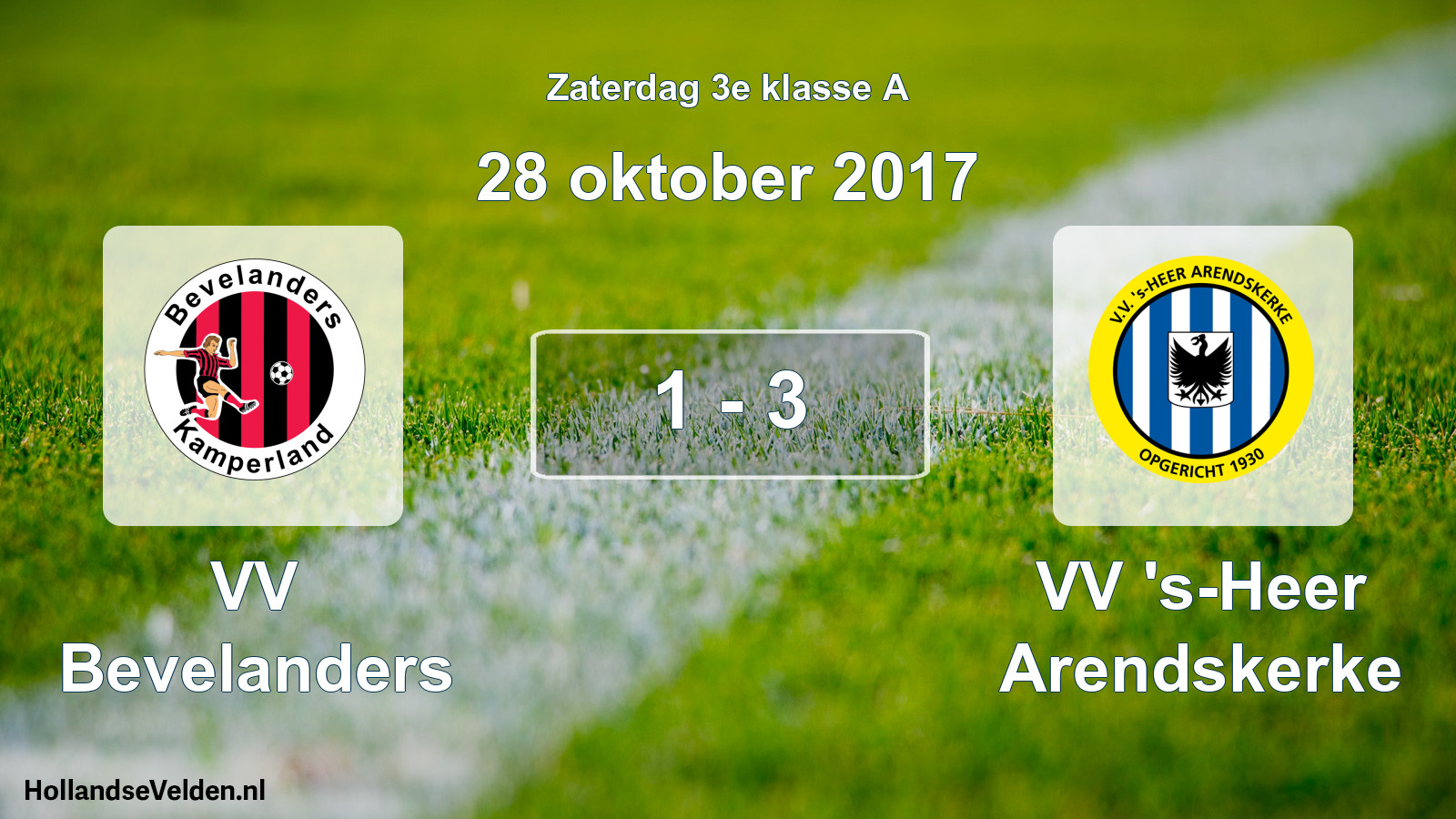 Total number of matches played: VV Bevelanders - VV 's-Heer Arendskerke 1 - 3 (28 October 2017)