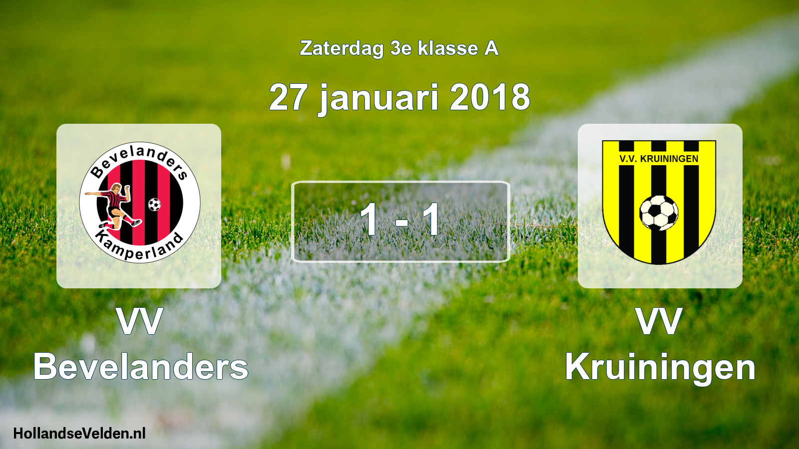 Total number of matches played: VV Bevelanders - VV Kruiningen 1 - 1 (27 January 2018)