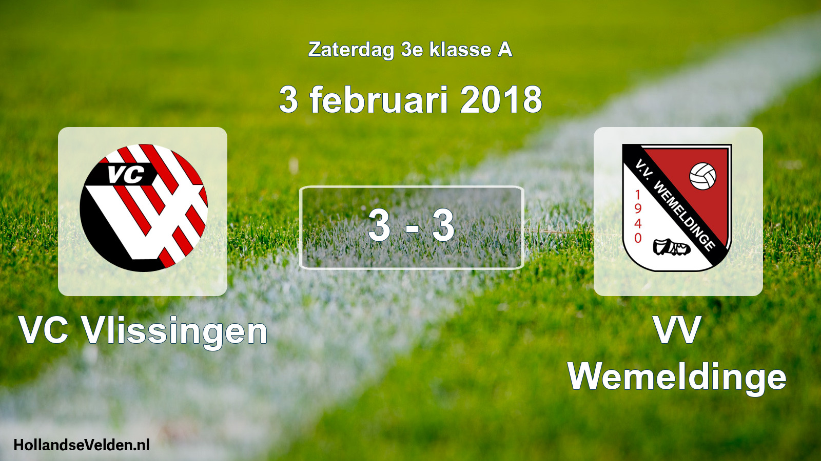 Total number of matches played: VC Vlissingen - VV Wemeldinge 3 - 3 (3 February 2018)