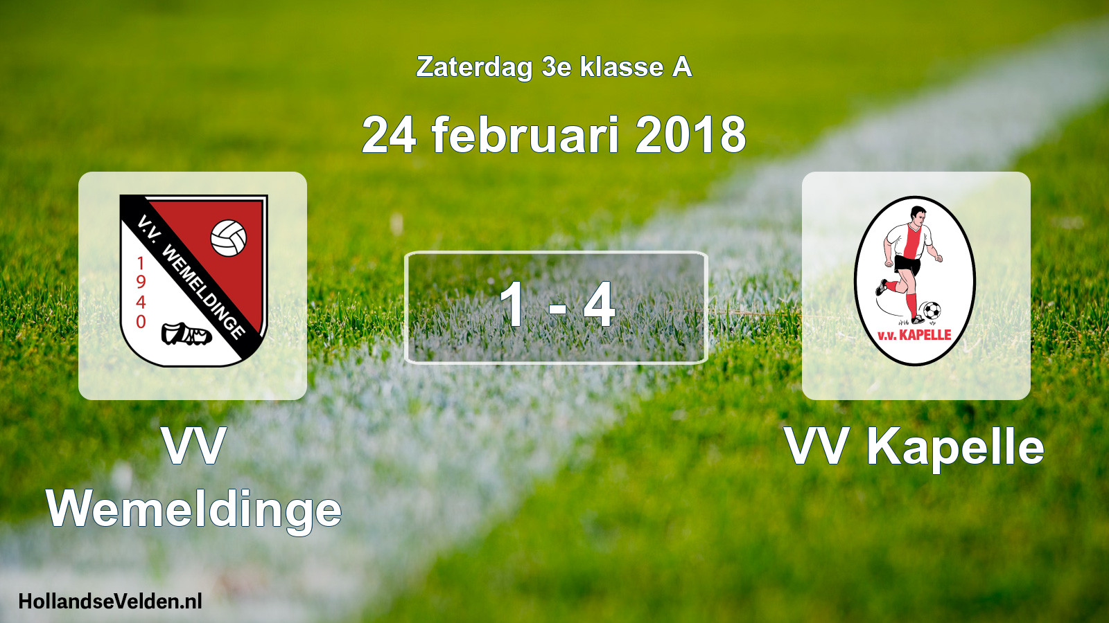Total number of matches played: VV Wemeldinge - VV Kapelle 1 - 4 (24 February 2018)